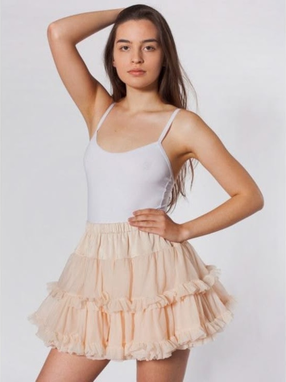 American Apparel Women's Cream Ruffle Tiered Mini Tutu Skirt NWT